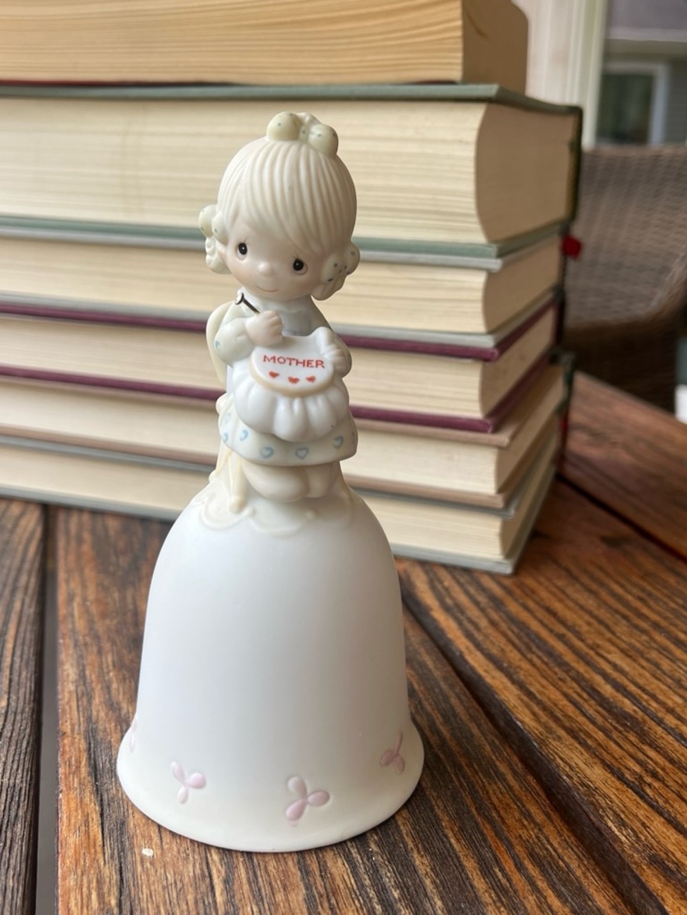 Precious Moments White Ceramic 'Mother' Figurine Bell with Pastel Accents